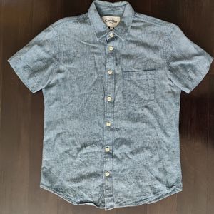 Corridor Summer Linen Chambray Short Sleeve Shirt, Navy, XS